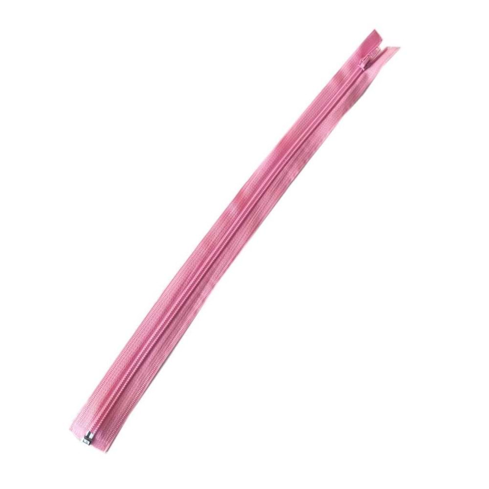 Çanta Aksesuar Pembe Renk 40 Cm Plastik Diş Fermuar Fd21