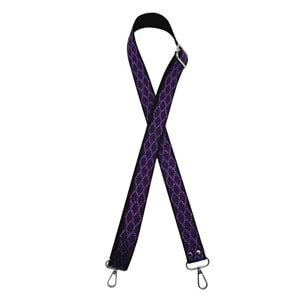 Çanta Aksesuar 120x3 cm Polyester Kolon Çanta Sapı Siyah Mor Simli Gümüş Metalli