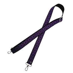 Çanta Aksesuar 120x3 cm Polyester Kolon Çanta Sapı Siyah Mor Simli Gümüş Metalli
