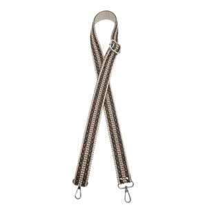 Çanta Aksesuar 120x3 cm Polyester Kolon Çanta Sapı Bej Kahverengi Simli Gümüş Metalli