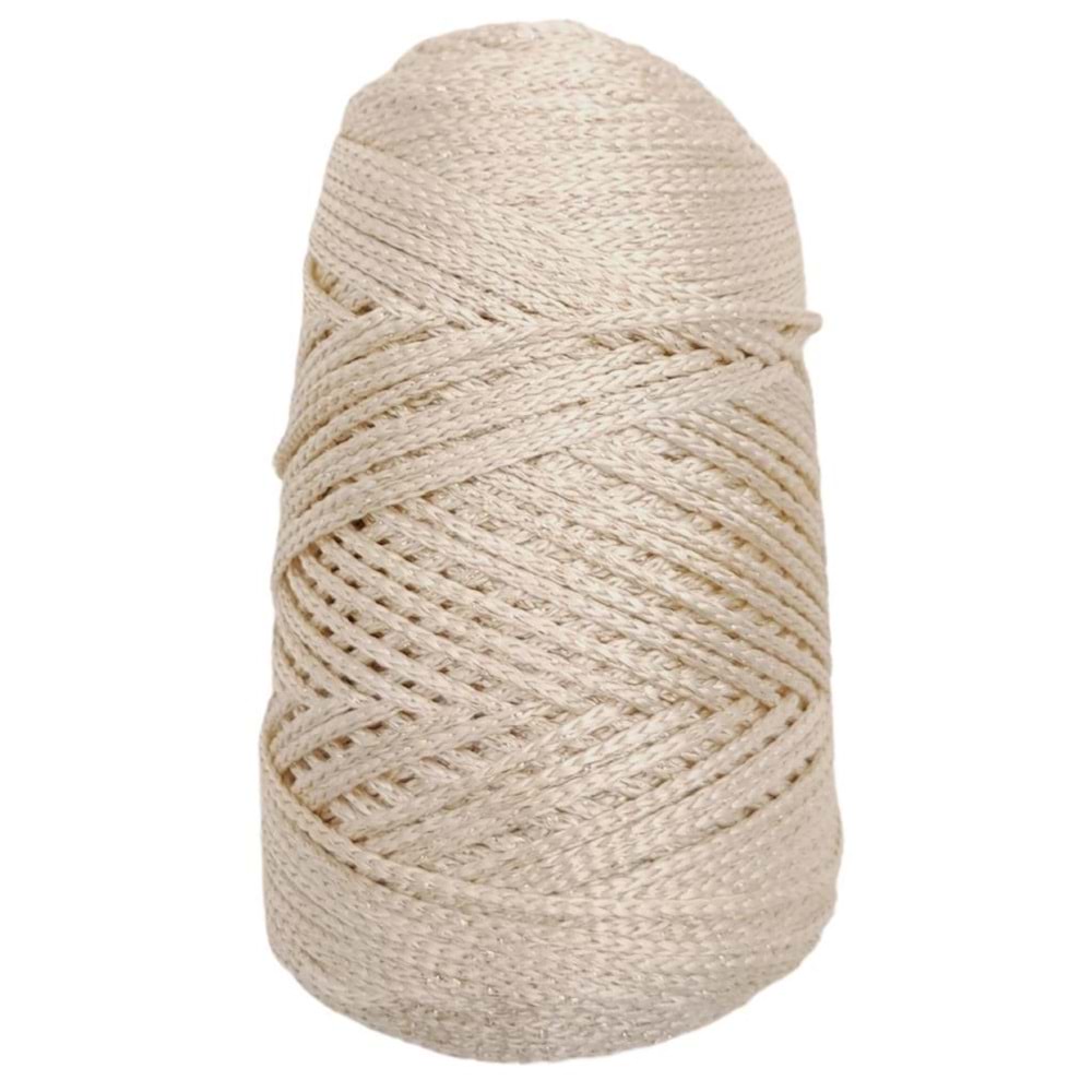 Çanta Aksesuar Simli Polyester Makrome Bej Renk 200 gr