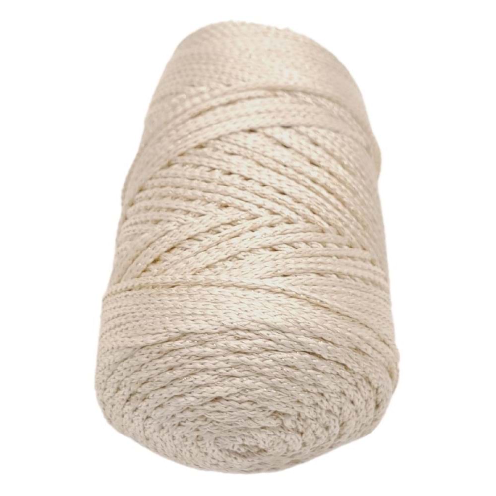 Çanta Aksesuar Simli Polyester Makrome Bej Renk 200 gr