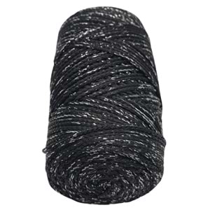 Çanta Aksesuar Renkli Simli Polyester Makrome Siyah Renk 200 gr No:03