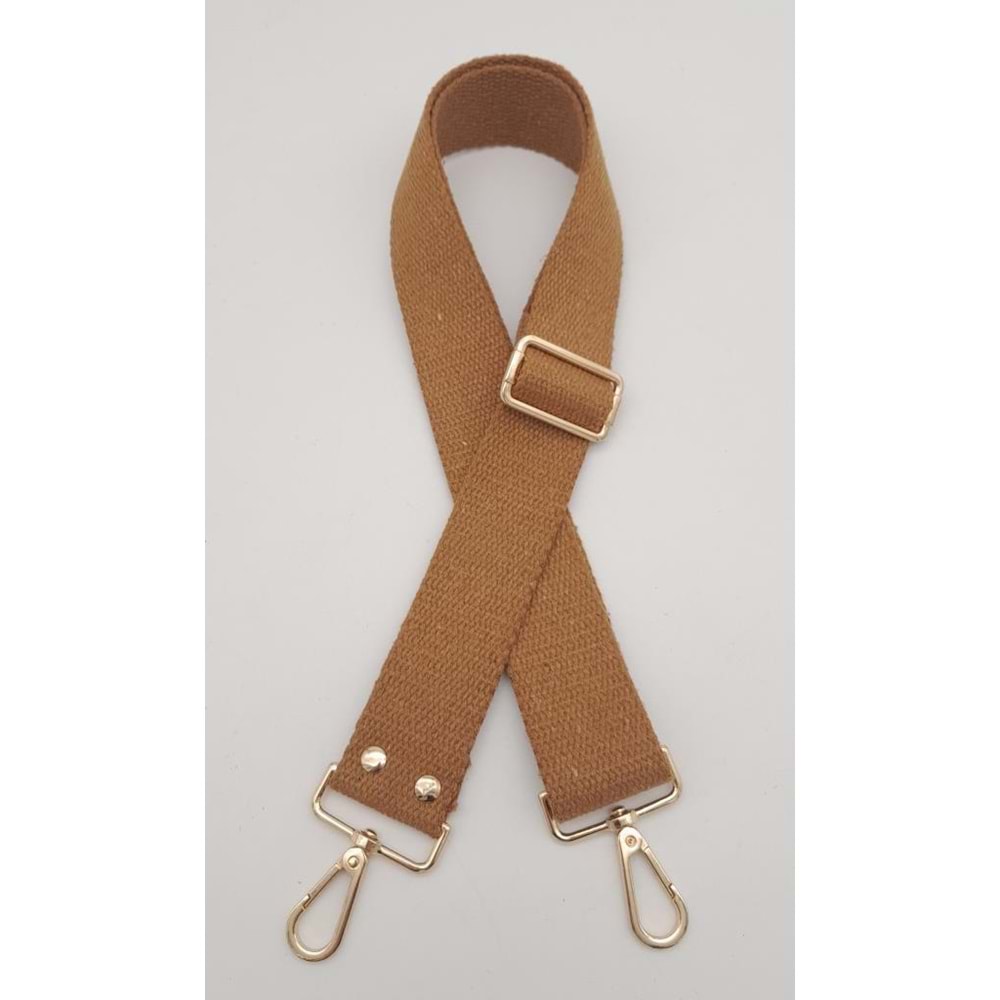 Çanta Aksesuar Koyu Sütlü Kahve 120X4 Cm Pamuklu Kolon Light Gold Metal