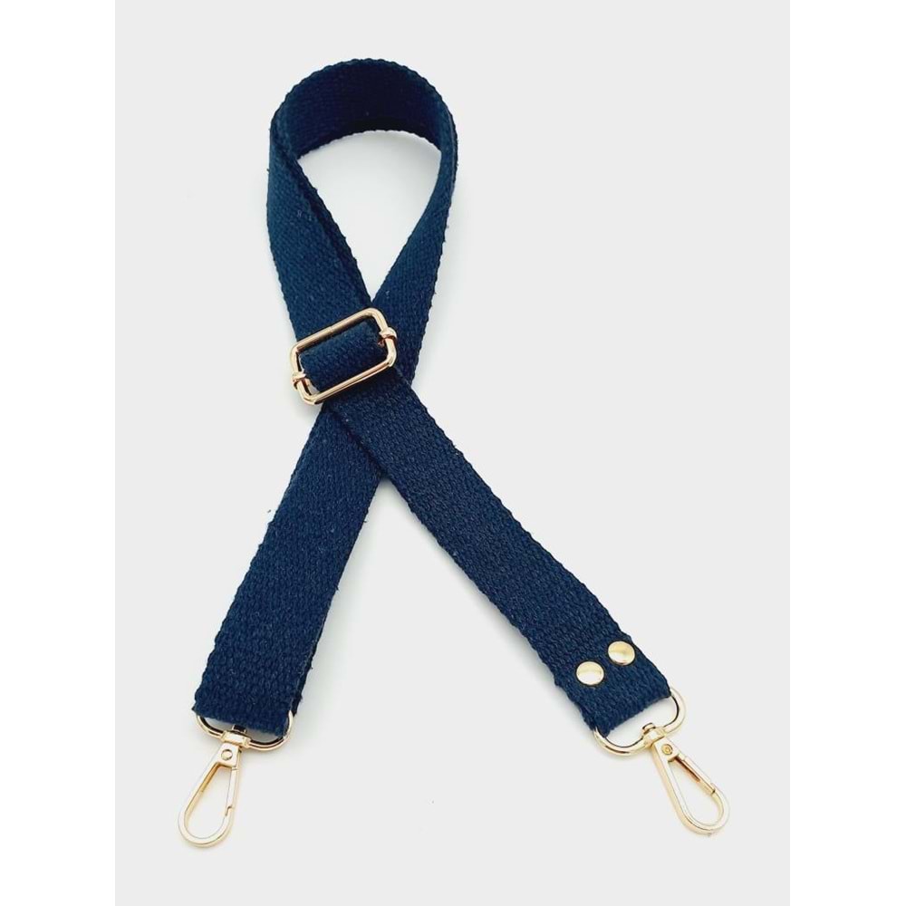 Çanta Aksesuar Pamuklu Kolon 120X3 Cm Lacivert Light Gold Metalli