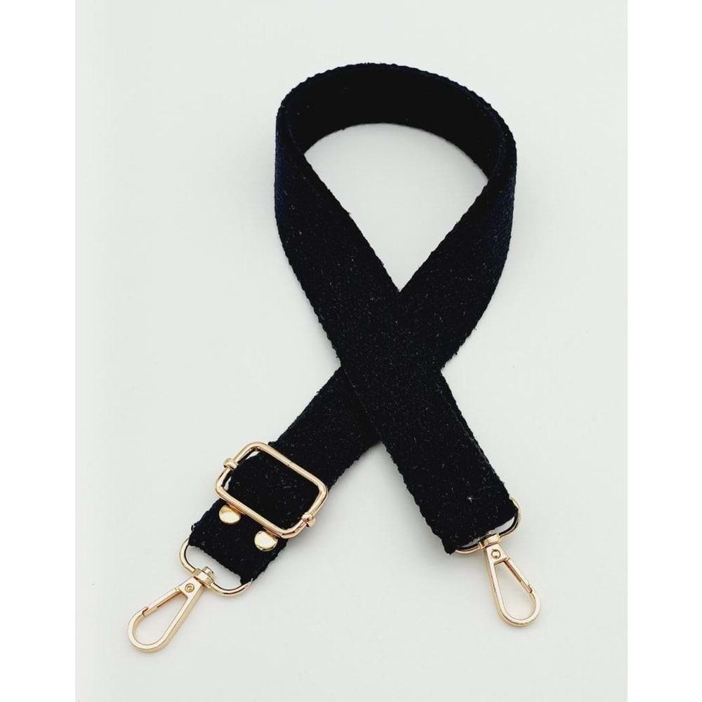 Çanta Aksesuar Pamuklu Kolon 120X3 Cm Siyah Light Gold Metalli