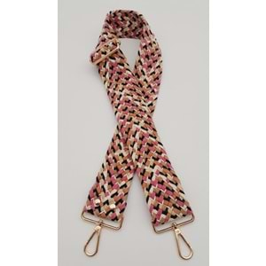 Çanta Aksesuar 120x5 cm Renkli Hasır Örgü Model Pamuklu Kolon Çanta Sapı Light Gold Metalli