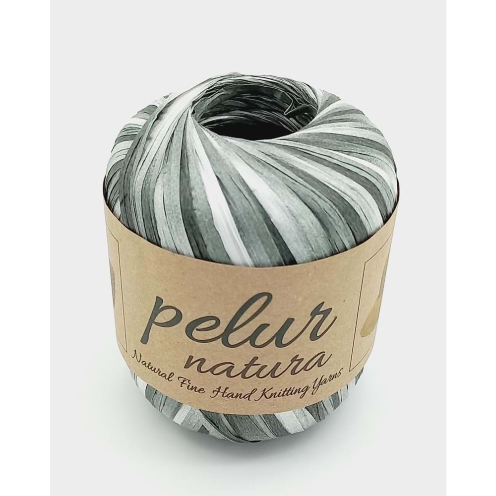 Çanta Aksesuar Pelur Natura Raffia Multi No:10 Açık Gri Ebruli