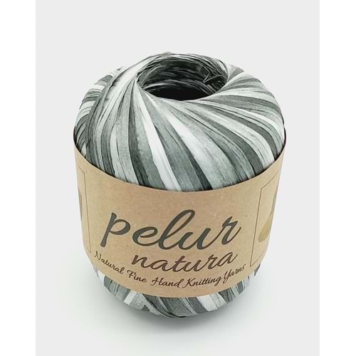 Çanta Aksesuar Pelur Natura Raffia Multi No:10 Açık Gri Ebruli