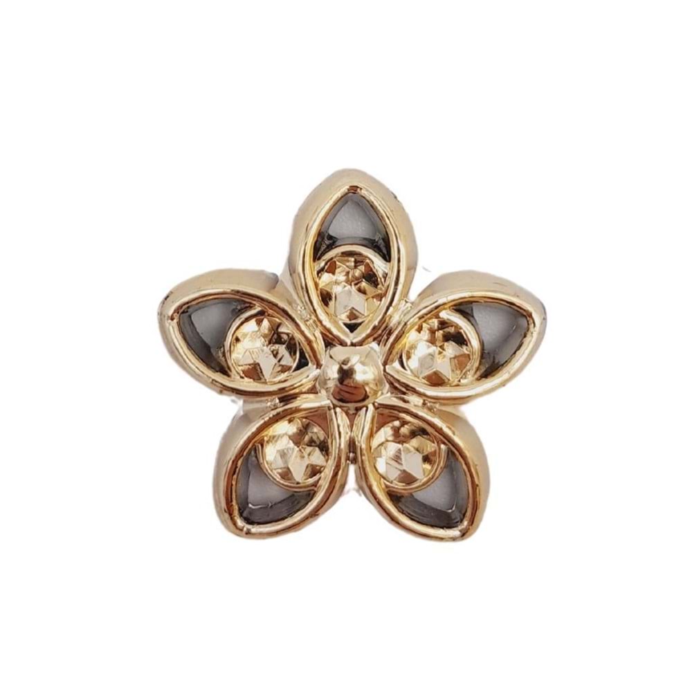 Çanta Aksesuar Plastik Çiçek Model Süs Light Gold Renk