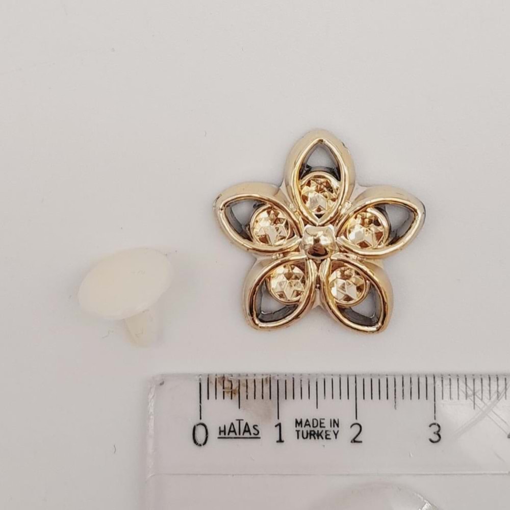 Çanta Aksesuar Plastik Çiçek Model Süs Light Gold Renk