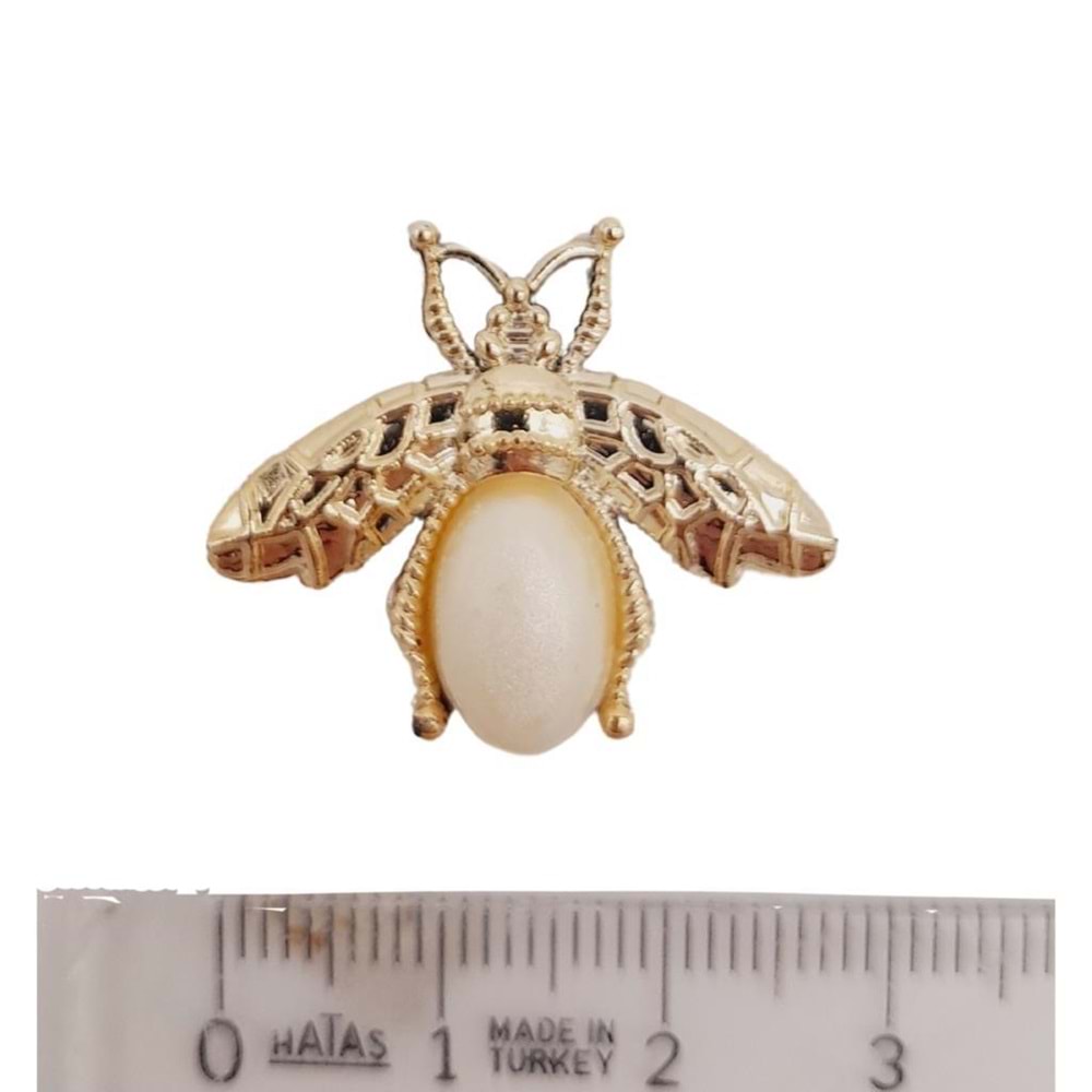 Çanta Aksesuar Plastik Arılı Süs Light Gold Renk