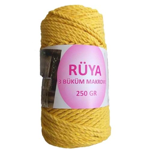 Çanta Aksesuar 3 Büküm Makrome İpi Hardal Sarı Renk No:3