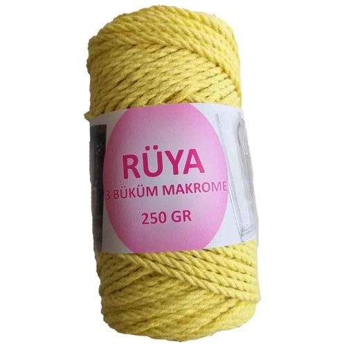 Çanta Aksesuar 3 Büküm Makrome İpi Sarı No:7