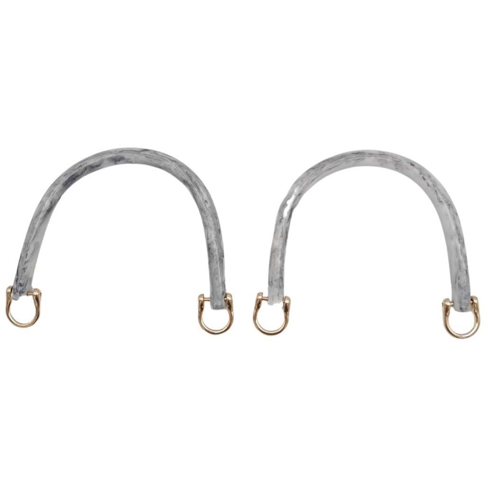 Çanta Aksesuar 16 cm Akrilik Gri Renk Çanta Tutma Sapı Light Gold Metalli