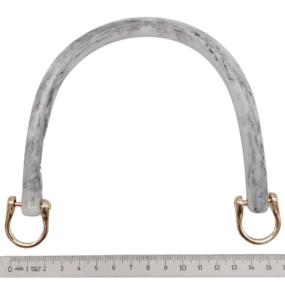 Çanta Aksesuar 16 cm Akrilik Gri Renk Çanta Tutma Sapı Light Gold Metalli