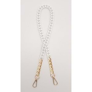 Çanta Aksesuar Renkli Metal 60 cm Kancalı Zincir Buz Beyazı
