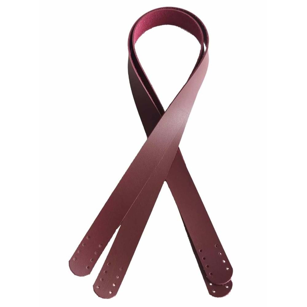 Çanta Aksesuar 70X2.4 Cm, Tek Kat Suni Deri Bordo Renk Çift Sap