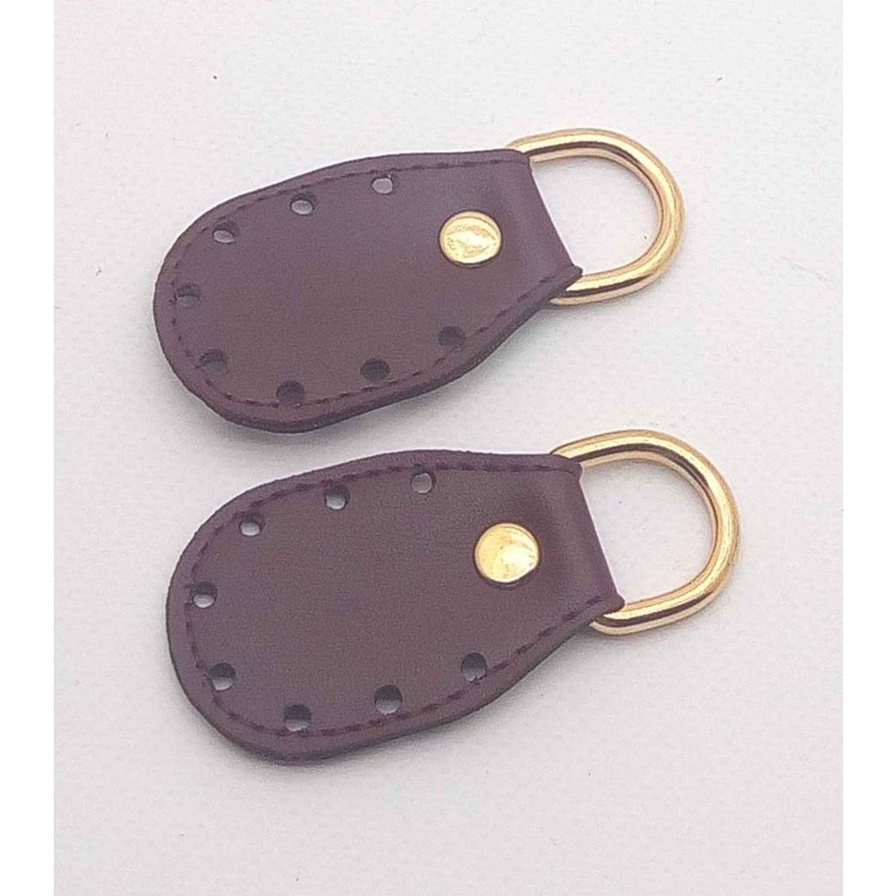 Çanta Aksesuar Bordo Renk, Sapların Uç Kısmına Dikmek İçin Deri Aparat.