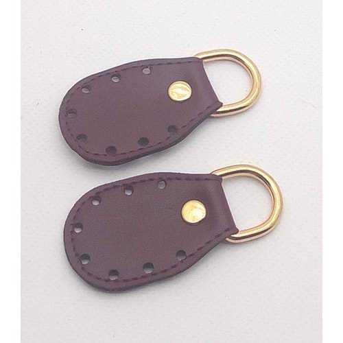 Çanta Aksesuar Bordo Renk, Sapların Uç Kısmına Dikmek İçin Deri Aparat.