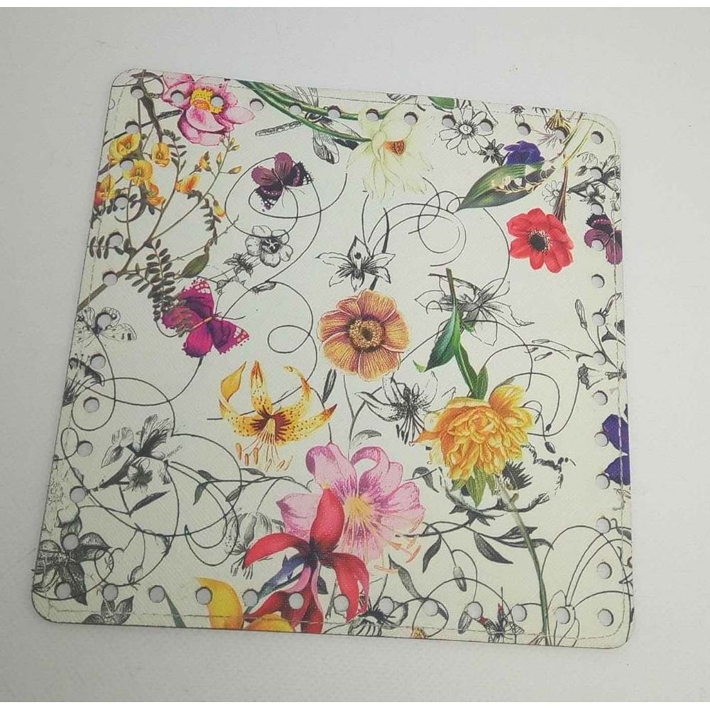Çanta Aksesuar 20 Cm Çiçek Desenli Kare Plaka, Taban