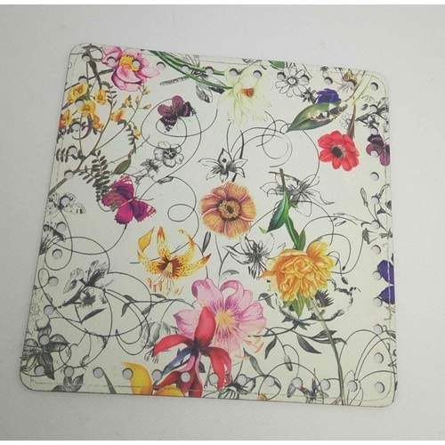 Çanta Aksesuar 20 Cm Çiçek Desenli Kare Plaka, Taban