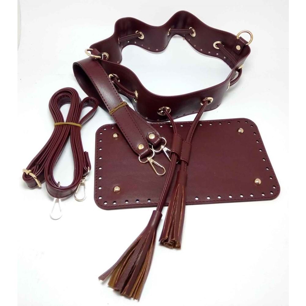 Çanta Aksesuar Bordo Renk Torba Çanta Seti