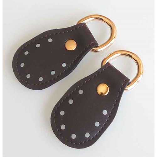 Çanta Aksesuar Koyu Kahve Renk, Sapların Uç Kısmına Dikmek İçin Deri Aparat.