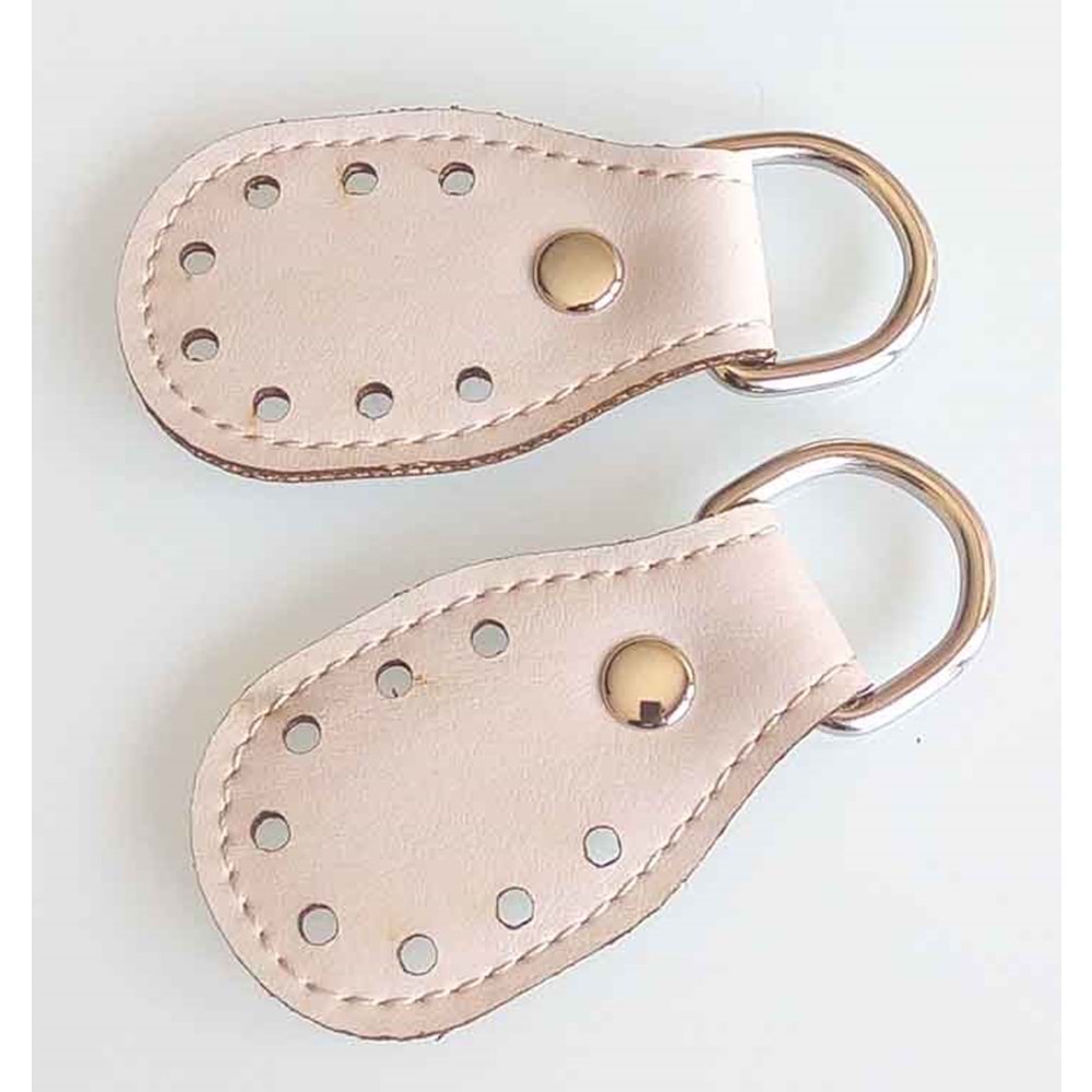 Çanta Aksesuar Açık Krem Renk, Sapların Uç Kısmına Dikmek İçin Deri Aparat.