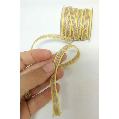 Çanta Aksesuar Kenarları Sarı Hasır Renk Kordon, Büzgü İpi Metrelik