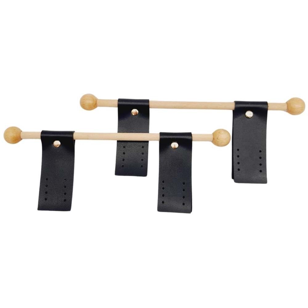 Çanta Aksesuar Suni Derili Ahşap Çanta Sapı Siyah Renk