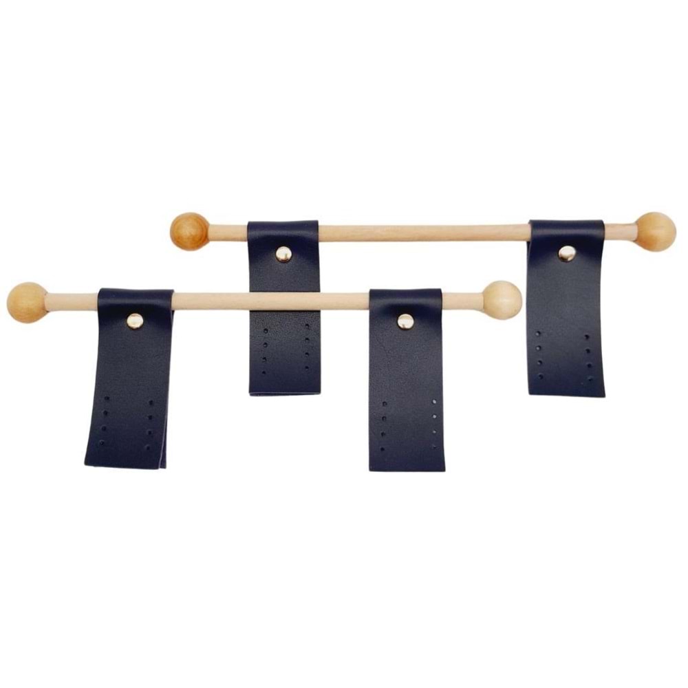 Çanta Aksesuar Suni Derili Ahşap Çanta Sapı Lacivert Renk