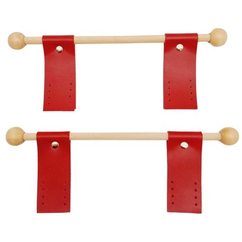 Çanta Aksesuar Suni Derili Ahşap Çanta Sapı Kırmızı Renk