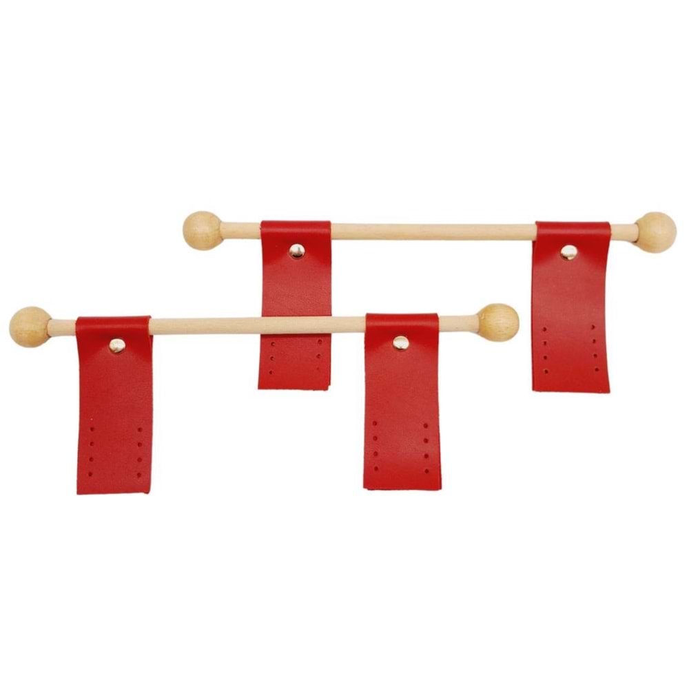 Çanta Aksesuar Suni Derili Ahşap Çanta Sapı Kırmızı Renk