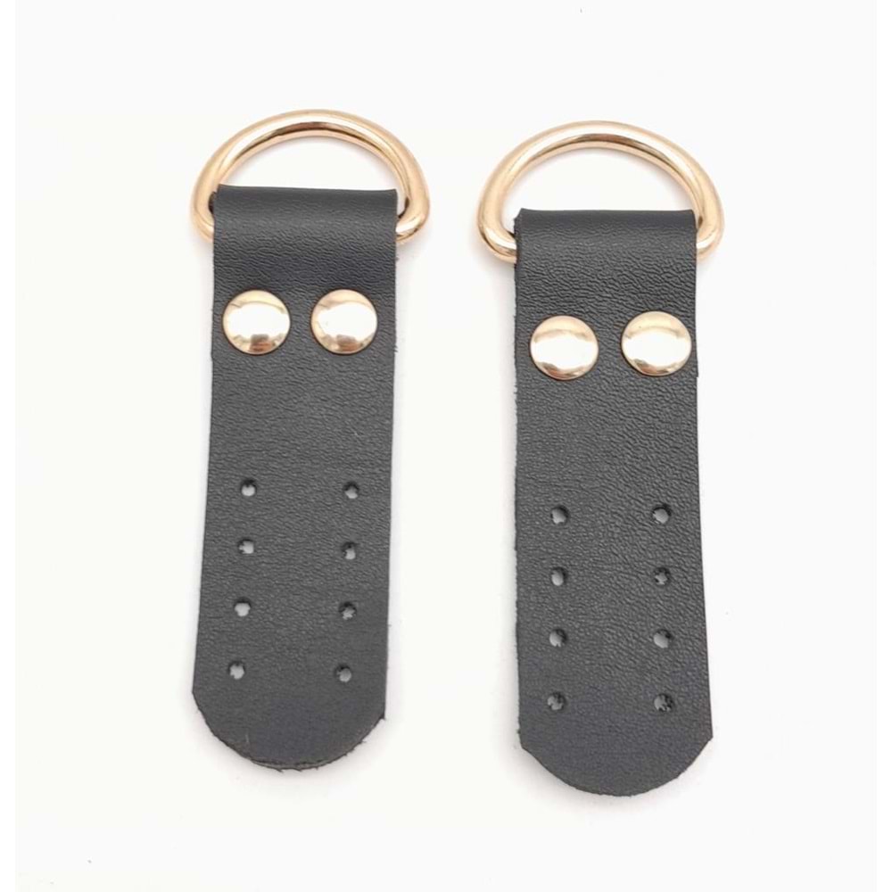 Çanta Aksesuar Siyah Tek Kat Suni Deri Sapucu Böce Light Gold Metalli