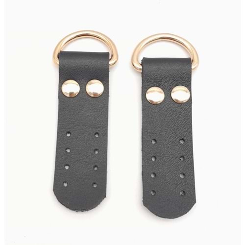 Çanta Aksesuar Siyah Tek Kat Suni Deri Sapucu Böce Light Gold Metalli