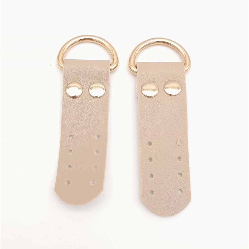 Çanta Aksesuar Bej Tek Kat Suni Deri Sapucu Böce Light Gold Metalli