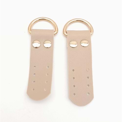 Çanta Aksesuar Bej Tek Kat Suni Deri Sapucu Böce Light Gold Metalli