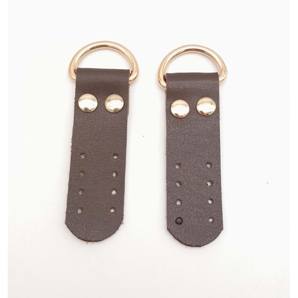 Çanta Aksesuar Kahverengi Tek Kat Suni Deri Sapucu Böce Light Gold Metalli