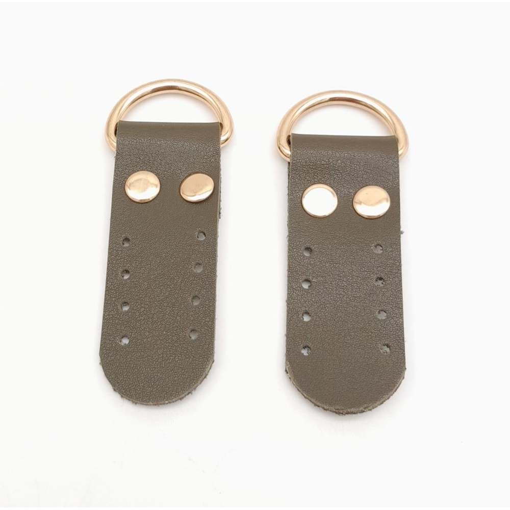 Çanta Aksesuar Haki Tek Kat Suni Deri Sapucu Böce Light Gold Metalli