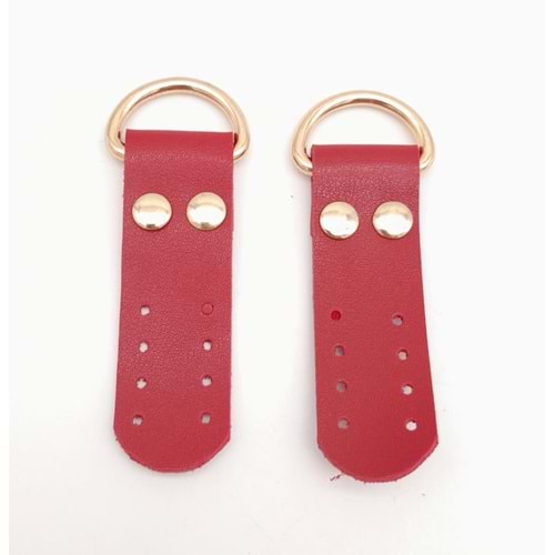 Çanta Aksesuar Kırmızı Tek Kat Suni Deri Sapucu Böce Light Gold Metalli