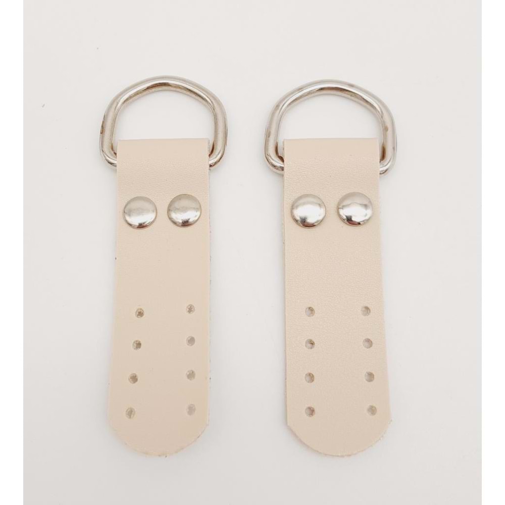 Çanta Aksesuar Krem Tek Kat Suni Deri Sapucu Böce Gümüş Metalli