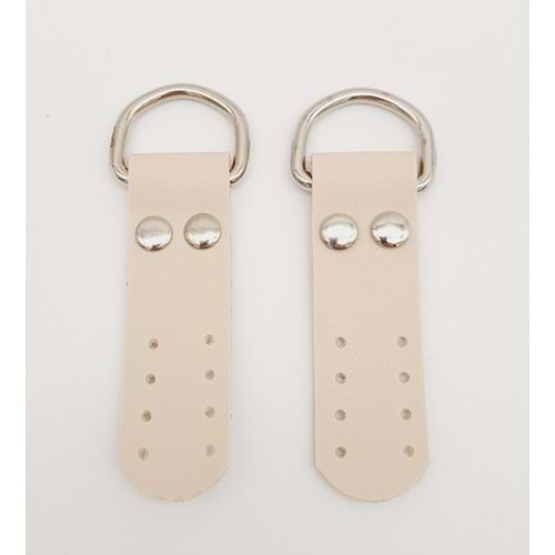 Çanta Aksesuar Krem Tek Kat Suni Deri Sapucu Böce Gümüş Metalli