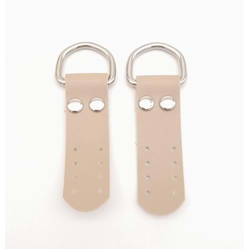 Çanta Aksesuar Bej Tek Kat Suni Deri Sapucu Böce Gümüş Metalli