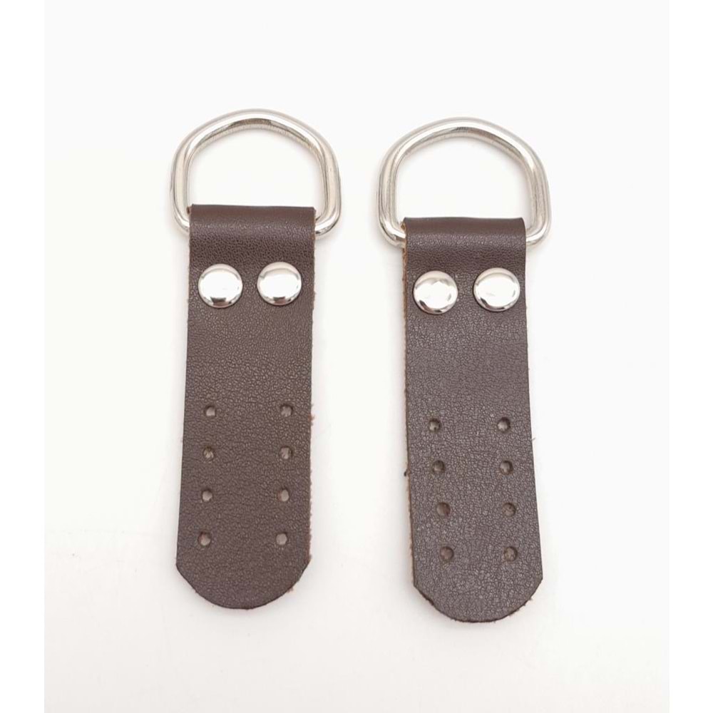 Çanta Aksesuar Kahverengi Tek Kat Suni Deri Sapucu Böce Gümüş Metalli