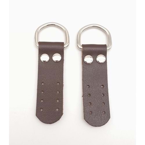 Çanta Aksesuar Kahverengi Tek Kat Suni Deri Sapucu Böce Gümüş Metalli