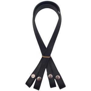 Çanta Aksesuar Çift Kat Dikişli Suni Deri Siyah Renk Çıtçıtlı Çanta Sapı 70 cm Gümüş Metalli