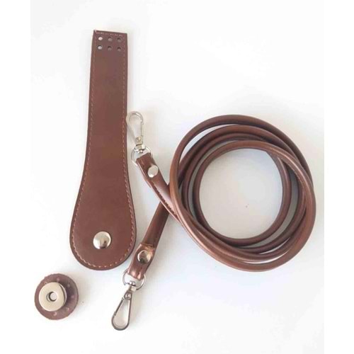 Çanta Aksesuar Suni Deri Cep Telefonu Seti Dikişli Taba Gümüş Renk