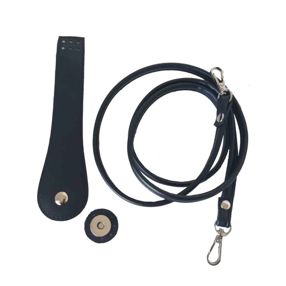 Çanta Aksesuar Suni Deri Cep Telefonu Seti Dikişli Siyah Gümüş Renk