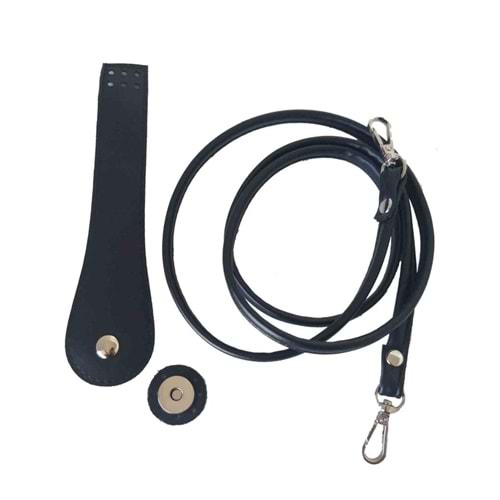 Çanta Aksesuar Suni Deri Cep Telefonu Seti Dikişli Siyah Gümüş Renk